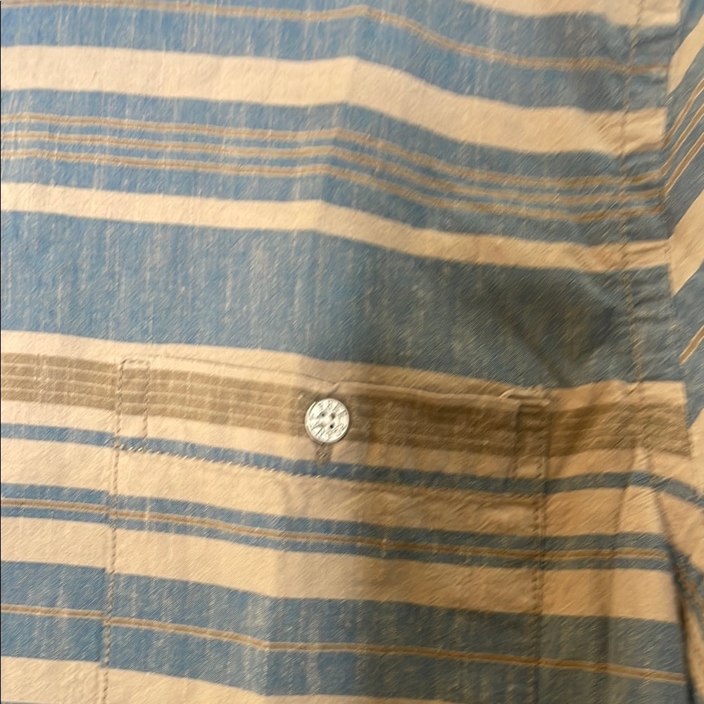 Free Planet Blue and Brown Casual Button Down Shirt - Picture 3 of 4